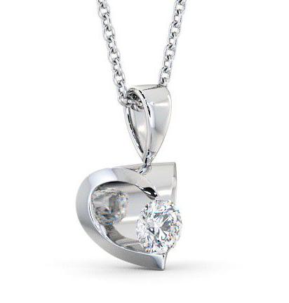 Round Solitaire Diamond Heart Design Pendant 18K White Gold PNT10_WG_THUMB1 