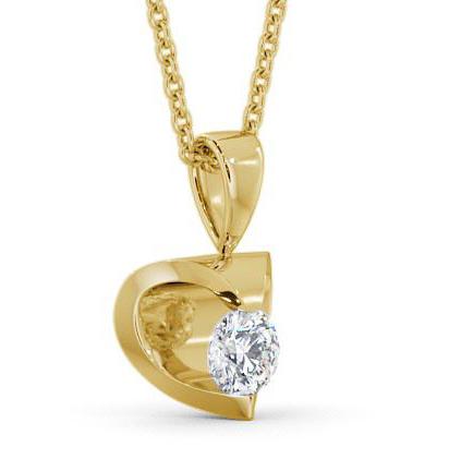 Round Solitaire Diamond Heart Design Pendant 9K Yellow Gold PNT10_YG_THUMB1 