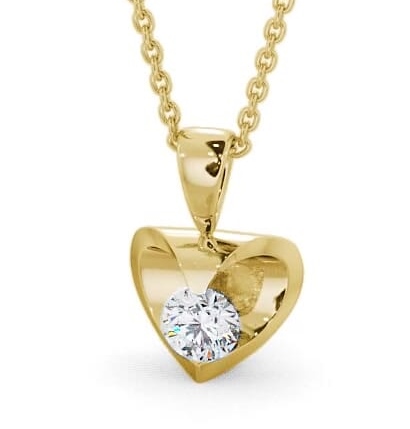 Round Solitaire Diamond Heart Design Pendant 9K Yellow Gold PNT10_YG_THUMB2 