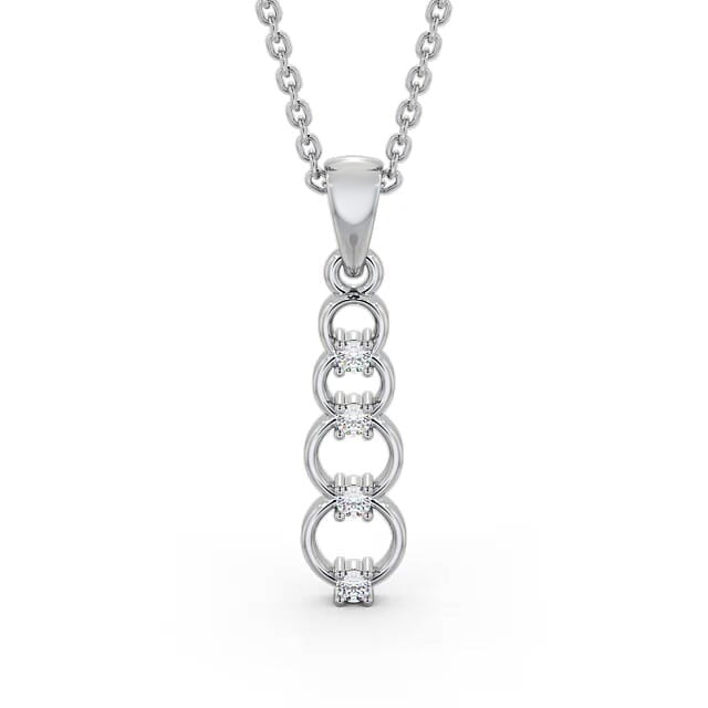 Drop Circle Diamond Pendant 18K White Gold - Caterina PNT110_WG_NECK