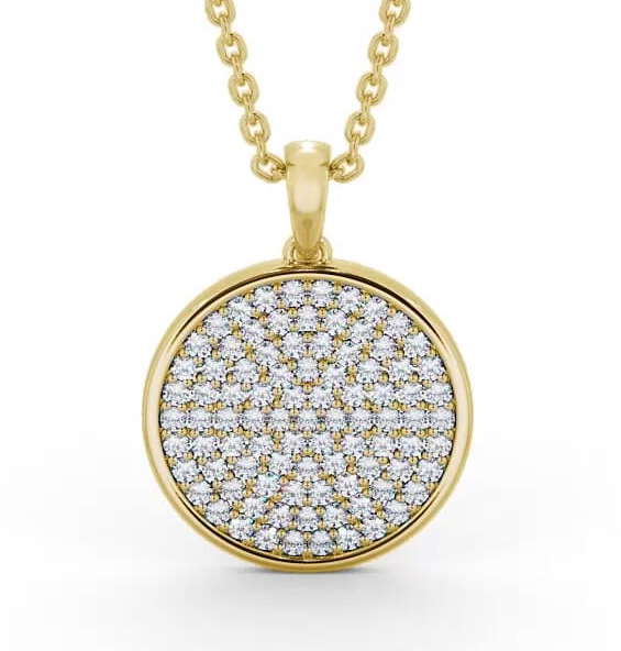 Cluster Circle Style Diamond Pendant 18K Yellow Gold PNT111_YG_THUMB1