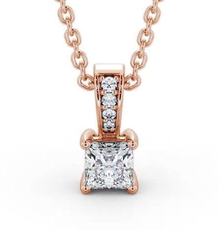 Princess Solitaire Four Claw Stud Pendant with Set Bail 18K Rose Gold PNT114_RG_THUMB1