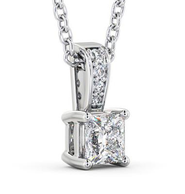 Princess Solitaire Four Claw Stud Diamond Pendant with Diamond Set Bail 18K White Gold PNT114_WG_THUMB1 