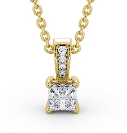Princess Solitaire Four Claw Stud Pendant with Bail 18K Yellow Gold PNT114_YG_THUMB2 