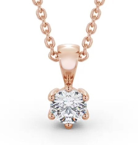 Round Solitaire Six Claw Stud Diamond Classic Pendant 9K Rose Gold PNT115_RG_THUMB1