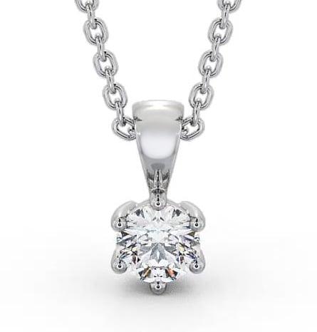 Round Solitaire Six Claw Stud Diamond Classic Pendant 18K White Gold PNT115_WG_THUMB2 