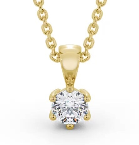 Round Solitaire Six Claw Stud Diamond Classic Pendant 18K Yellow Gold PNT115_YG_THUMB2 