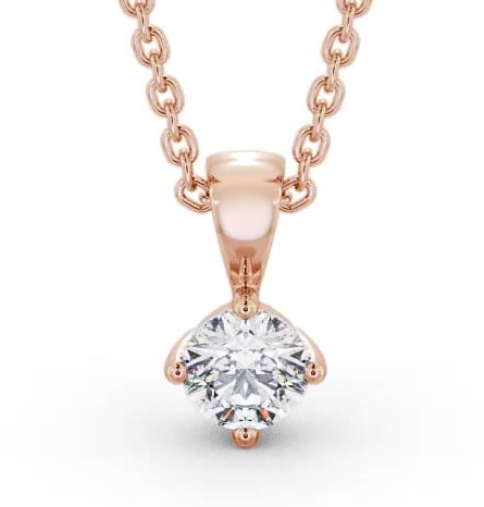 Round Solitaire Four Claw Stud Diamond Classic Pendant 18K Rose Gold PNT116_RG_THUMB1