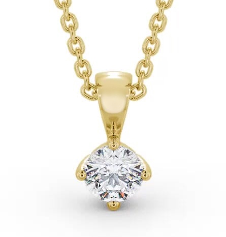 Round Solitaire Four Claw Stud Diamond Classic Pendant 9K Yellow Gold PNT116_YG_THUMB2 
