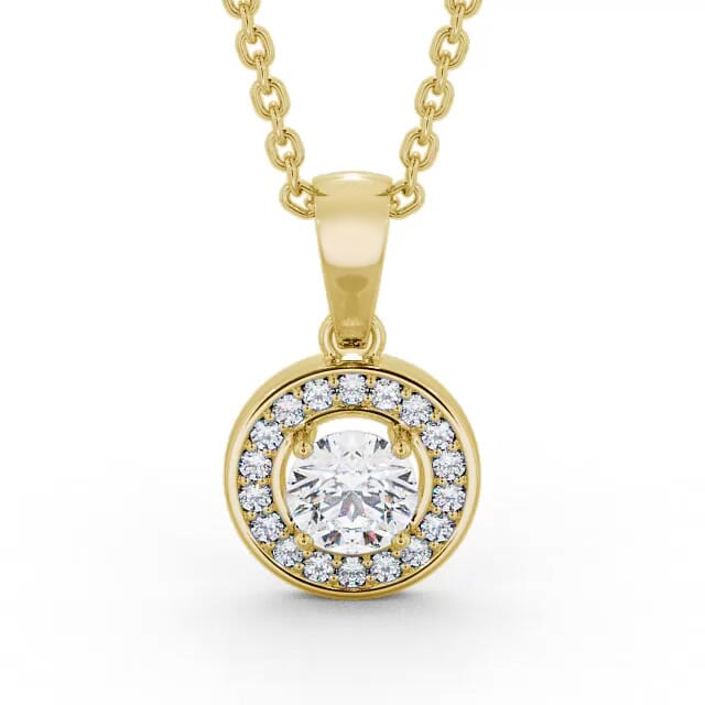 Halo Round Diamond Pendant 18K Yellow Gold - Soraya PNT117_YG_NECK