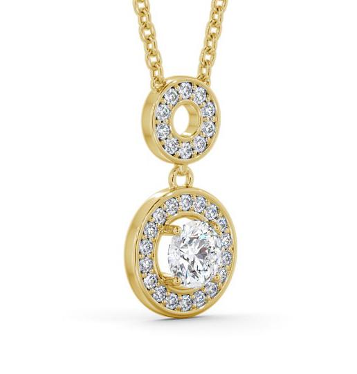 Double Circle Halo Round Diamond Pendant 18K Yellow Gold PNT118_YG_THUMB1 