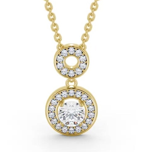 Double Circle Halo Round Diamond Pendant 18K Yellow Gold PNT118_YG_THUMB2 