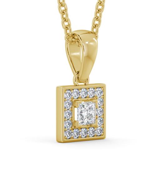 Halo Princess Diamond Square Pendant 18K Yellow Gold PNT119_YG_THUMB1 