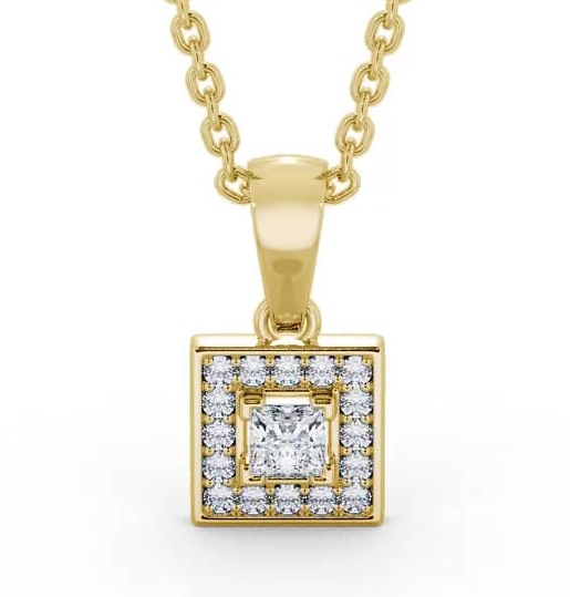 Halo Princess Diamond Square Pendant 18K Yellow Gold PNT119_YG_THUMB2 