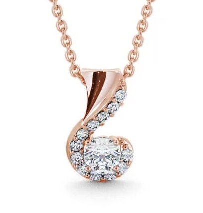 Drop Round Diamond Swirl Design Pendant 18K Rose Gold PNT11_RG_THUMB1
