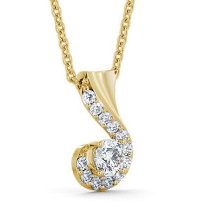 Drop Round Diamond Swirl Design Pendant 9K Yellow Gold PNT11_YG_THUMB1 