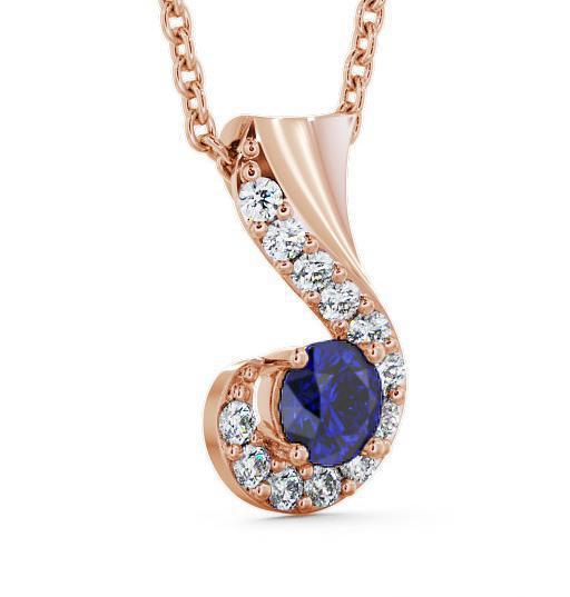 Drop Style Blue Sapphire and Diamond 0.89ct Pendant 18K Rose Gold PNT11GEM_RG_BS_THUMB1 