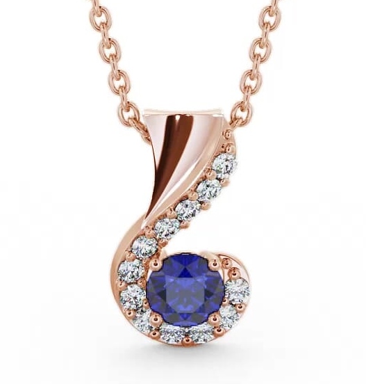 Drop Style Blue Sapphire and Diamond 0.89ct Pendant 9K Rose Gold PNT11GEM_RG_BS_THUMB1