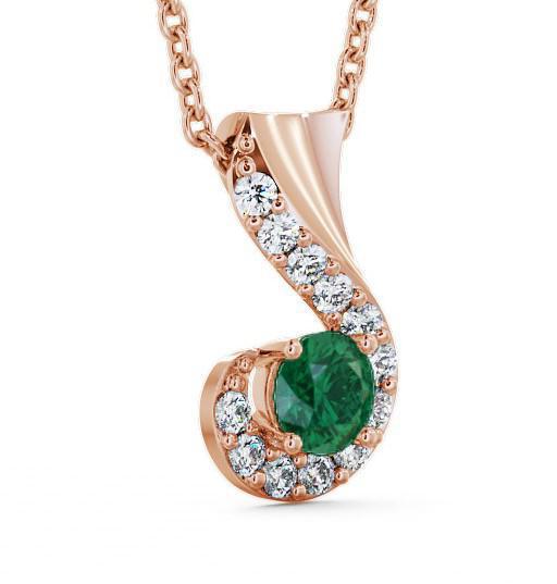 Drop Style Emerald and Diamond 0.72ct Pendant 18K Rose Gold PNT11GEM_RG_EM_THUMB1 