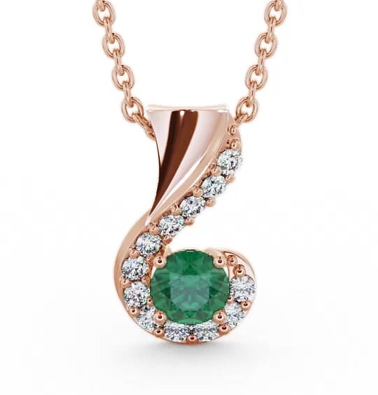 Drop Style Emerald and Diamond 0.72ct Pendant 18K Rose Gold PNT11GEM_RG_EM_THUMB1