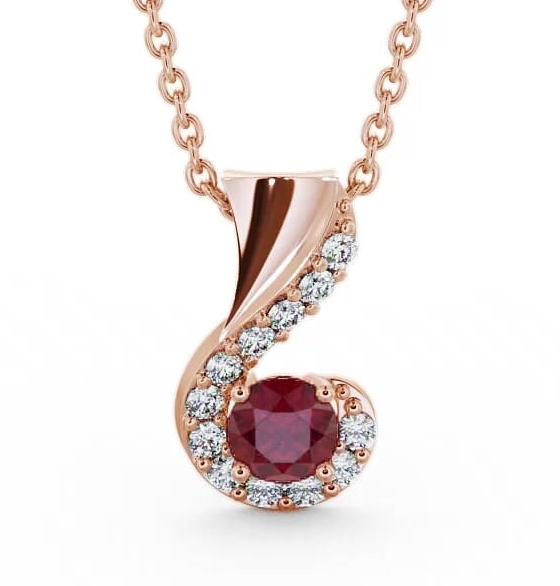 Drop Style Ruby and Diamond 0.89ct Pendant 18K Rose Gold PNT11GEM_RG_RU_THUMB2 