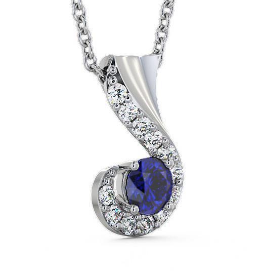 Drop Style Blue Sapphire and Diamond 0.89ct Pendant 9K White Gold PNT11GEM_WG_BS_THUMB1 
