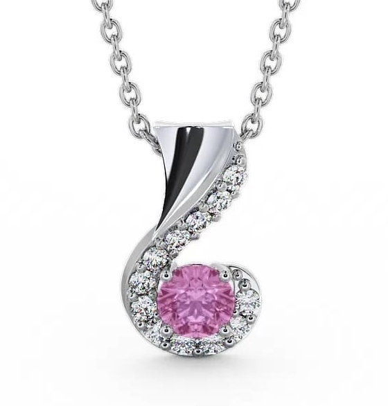 Drop Style Pink Sapphire and Diamond 0.89ct Pendant 18K White Gold PNT11GEM_WG_PS_THUMB1