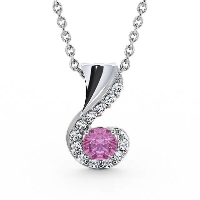 Drop Style Pink Sapphire and Diamond 0.89ct Pendant 18K White Gold - Gabriela PNT11GEM_WG_PS_NECK