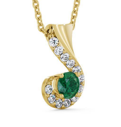 Drop Style Emerald and Diamond 0.72ct Pendant 9K Yellow Gold PNT11GEM_YG_EM_THUMB1 
