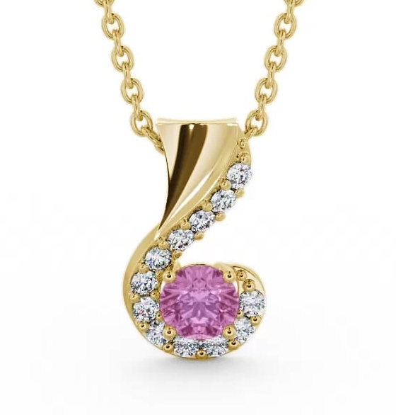 Drop Style Pink Sapphire and Diamond 0.89ct Pendant 9K Yellow Gold PNT11GEM_YG_PS_THUMB1