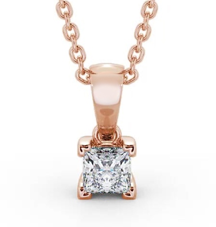 Princess Solitaire Four Claw Stud Contemporary Pendant 18K Rose Gold PNT120_RG_THUMB1