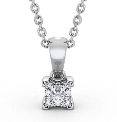 Princess Solitaire Four Claw Stud Contemporary Pendant 9K White Gold PNT120_WG_THUMB2 