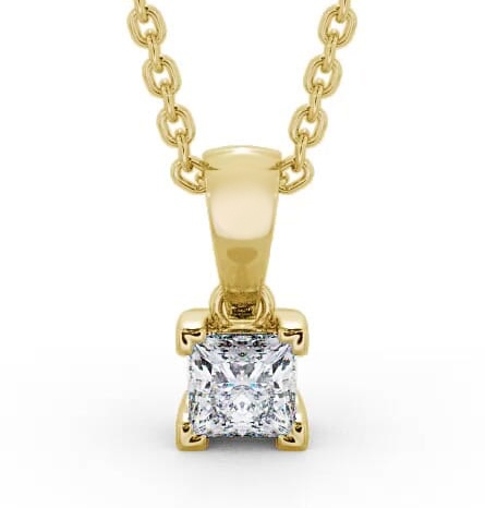 Princess Solitaire Four Claw Stud Contemporary Pendant 18K Yellow Gold PNT120_YG_THUMB2 