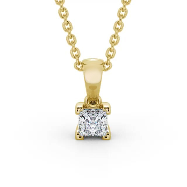 Princess Solitaire Four Claw Stud Diamond Pendant 18K Yellow Gold - Aniah PNT120_YG_NECK