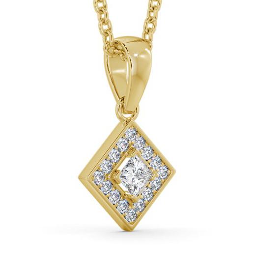 Halo Round Diamond Rotated Square Pendant 18K Yellow Gold PNT121_YG_THUMB1 
