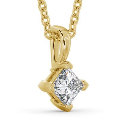Princess Solitaire Four Claw Stud Rotated Pendant 18K Yellow Gold PNT122_YG_THUMB1 
