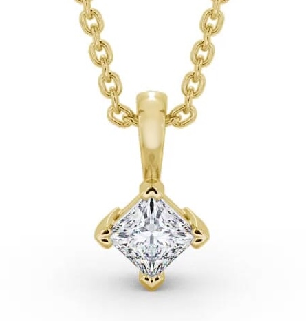 Princess Solitaire Four Claw Stud Rotated Pendant 9K Yellow Gold PNT122_YG_THUMB2 