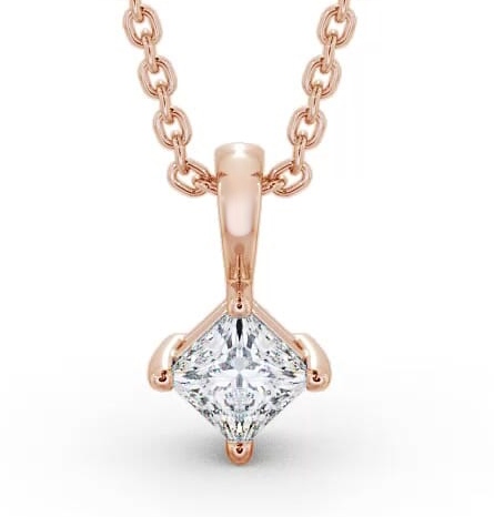 Princess Solitaire Four Claw Stud Rotated Design Pendant 9K Rose Gold PNT123_RG_THUMB1