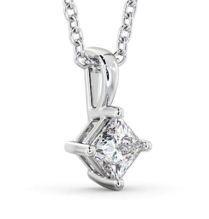 Princess Solitaire Four Claw Stud Rotated Pendant 18K White Gold PNT123_WG_THUMB1 