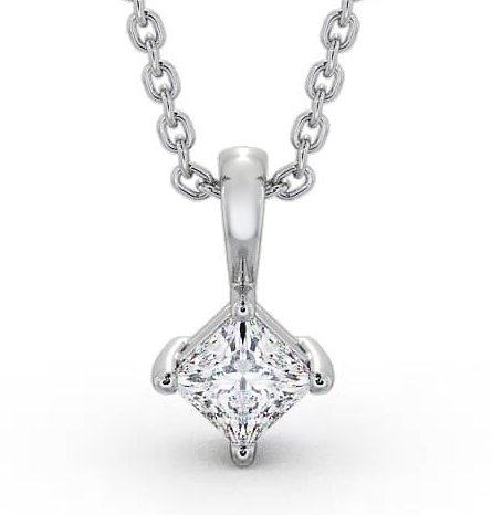 Princess Solitaire Four Claw Stud Diamond Rotated Design Pendant 9K White Gold PNT123_WG_THUMB2 
