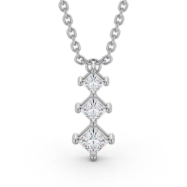 Journey Style Diamond Pendant 18K White Gold - Kalaya PNT125_WG_NECK