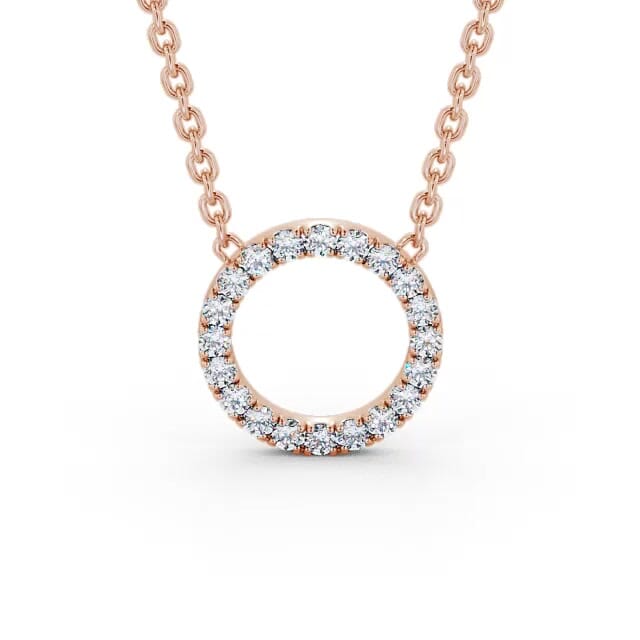 Circle Round Diamond Pendant 18K Rose Gold - Lucille PNT128_RG_NECK