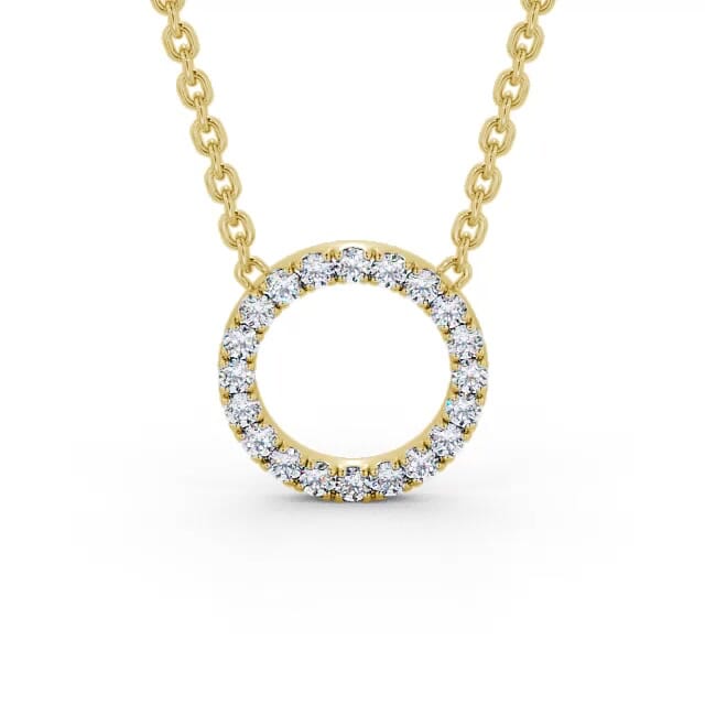 Circle Round Diamond Pendant 18K Yellow Gold - Lucille PNT128_YG_NECK