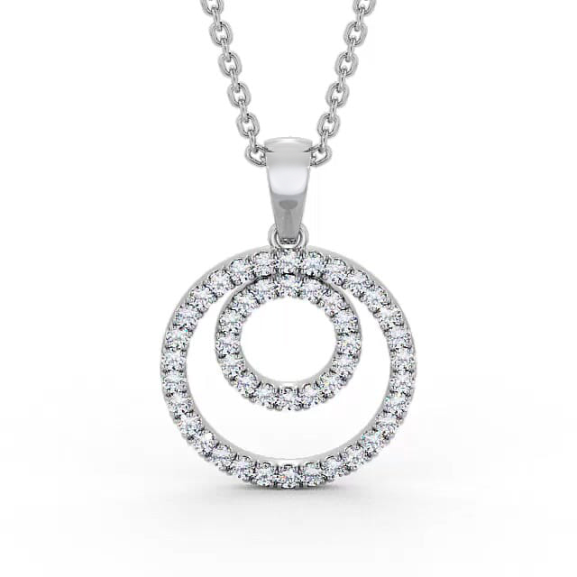 Circle Round Diamond Pendant 18K White Gold - Mariana PNT129_WG_NECK