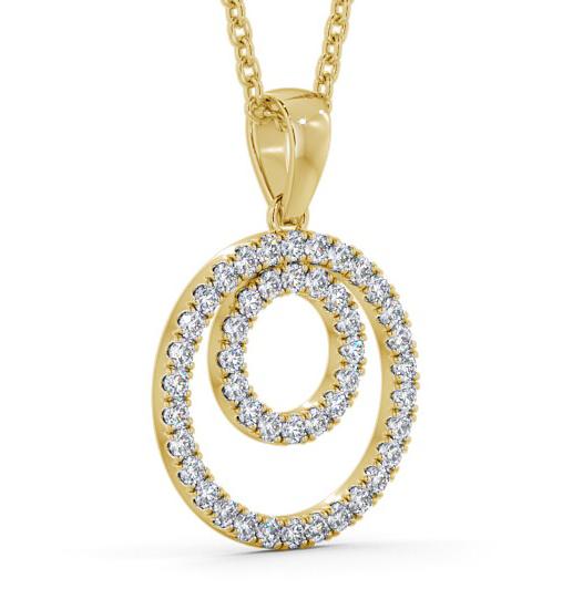 Double Circle Round Diamond Pendant 18K Yellow Gold PNT129_YG_THUMB1 