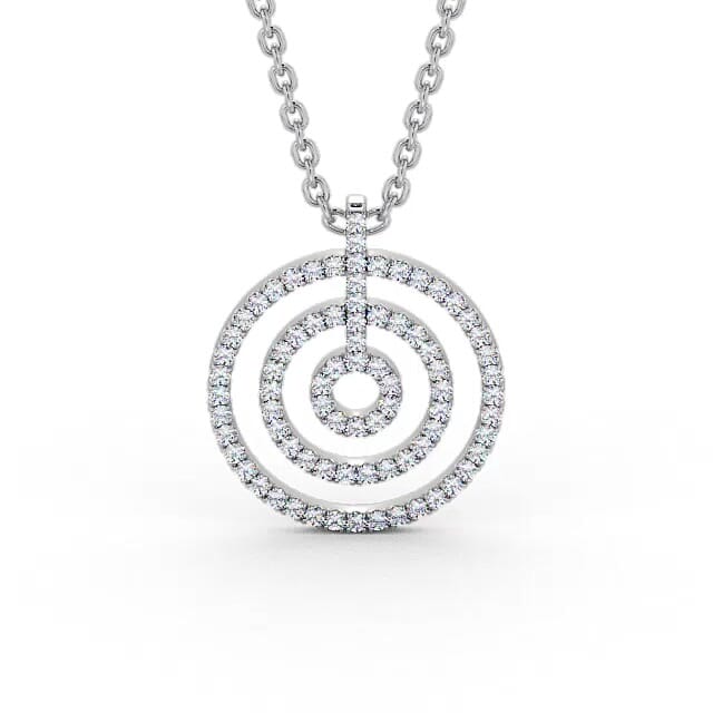 Circle Round Diamond Pendant 18K White Gold - Eliana PNT130_WG_NECK