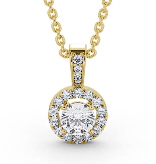 Halo Round Diamond Pendant with Diamond Set Bail 18K Yellow Gold PNT132_YG_THUMB2 