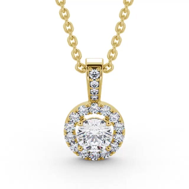 Halo Round Diamond Pendant 18K Yellow Gold - Sabina PNT132_YG_NECK