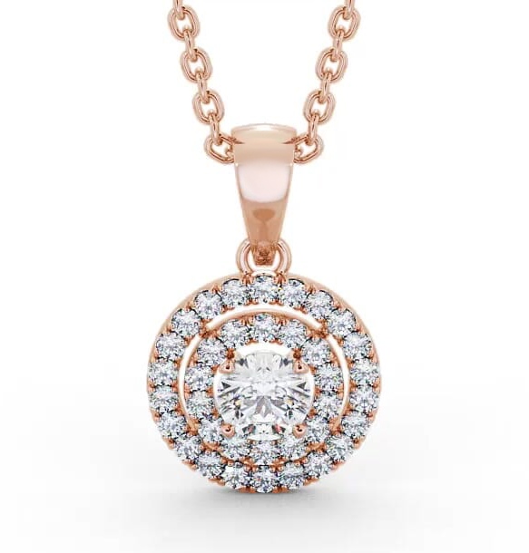 Double Halo Round Diamond Pendant 9K Rose Gold PNT133_RG_THUMB1