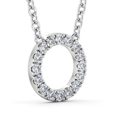 Circle Round Diamond Pendant 18K White Gold PNT134_WG_THUMB1 